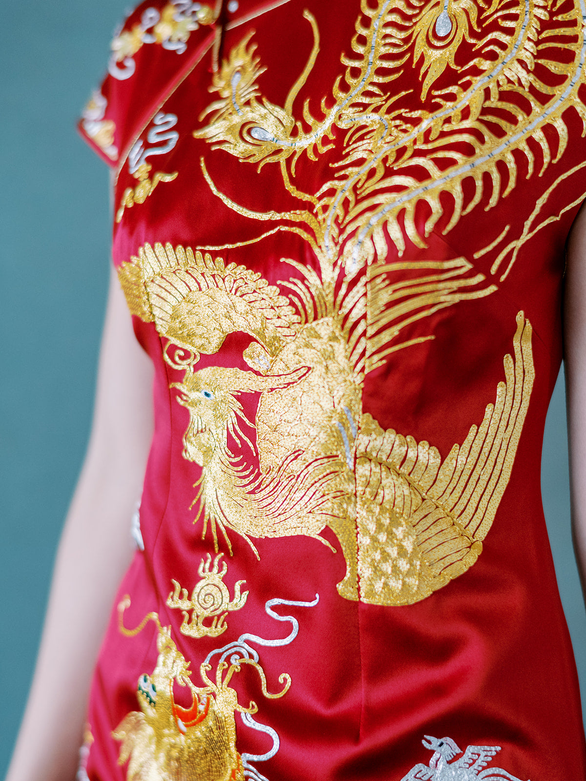 Madam Shanghai Gold Work I | Wine Red Chinese Wedding Qipao Dress