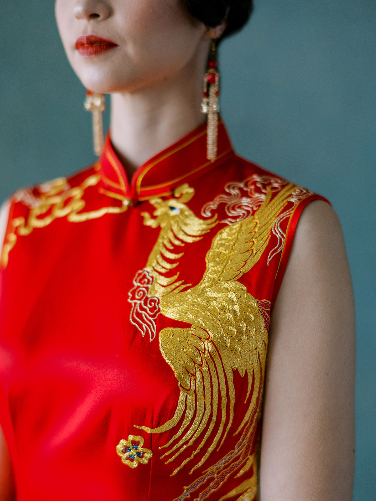 Madam Shanghai Goldword II Wedding Cheongsam | Red Chinese Wedding Qipao Dress