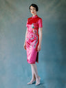 Madam Shanghai Phoenix Flying Through Peony | Pink Chinese Wedding Qipao Dress