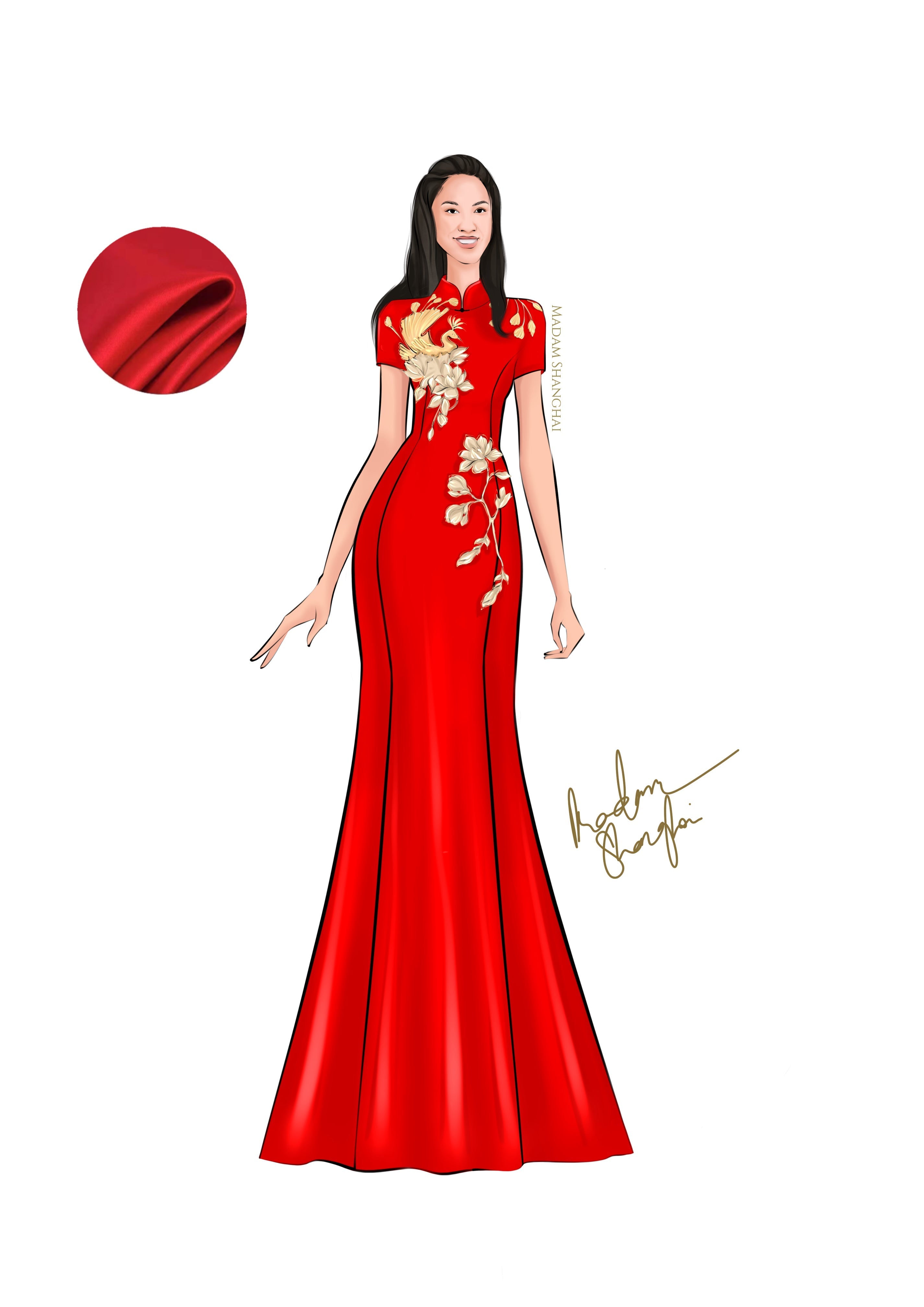 Madam Shanghai Chinese Red Wedding Dress Mermaid | Wedding Qipao