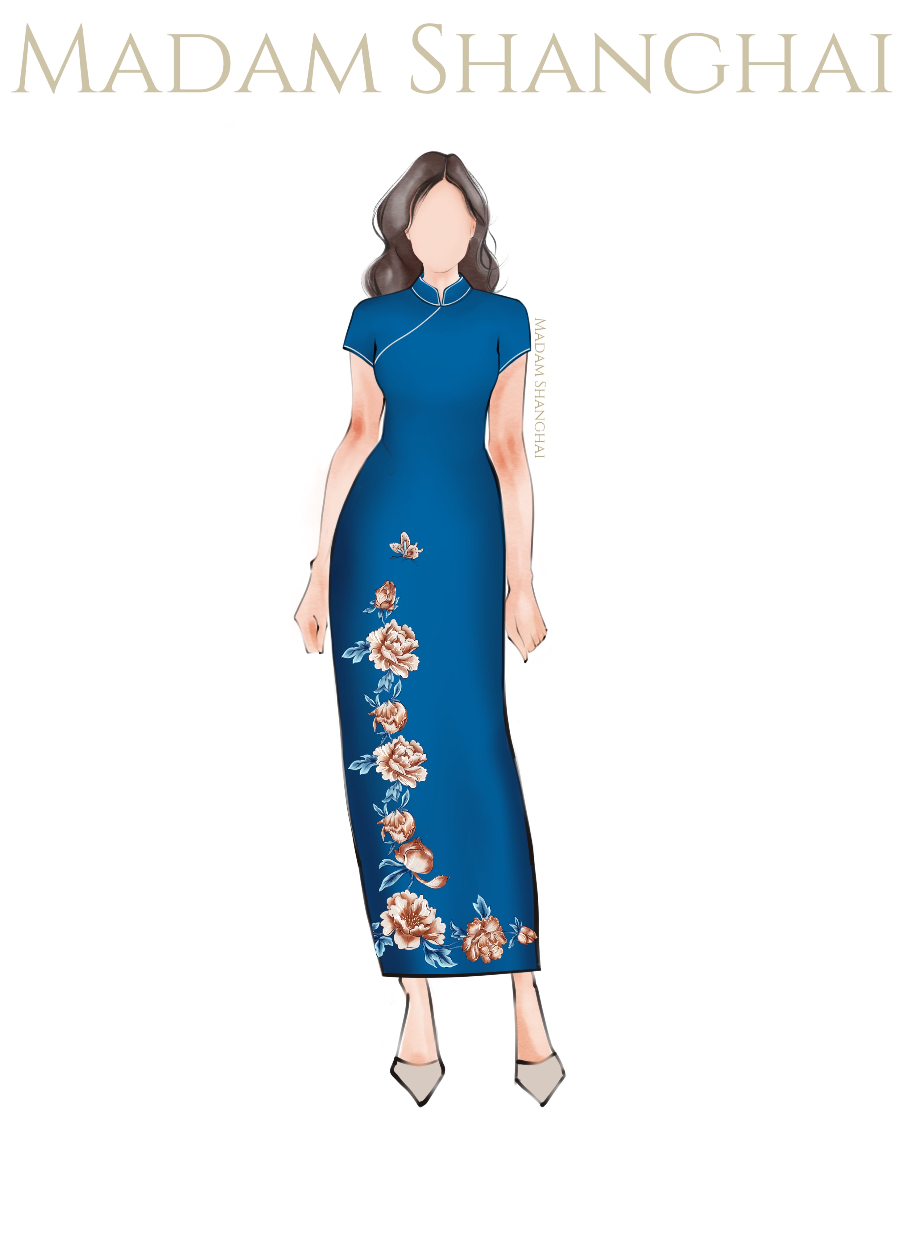 Madam Shanghai Custom Peacock Blue Silk Qipao For Mother of Bride | Modern Qipao