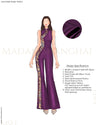 Madam Shanghai Custom Purple Silk Jumpsuit With Family Monogram | Modern Qipao