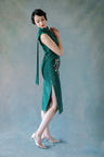 Madam Shanghai Summer Night | Emerald Green Silk Qipao Reception Dress